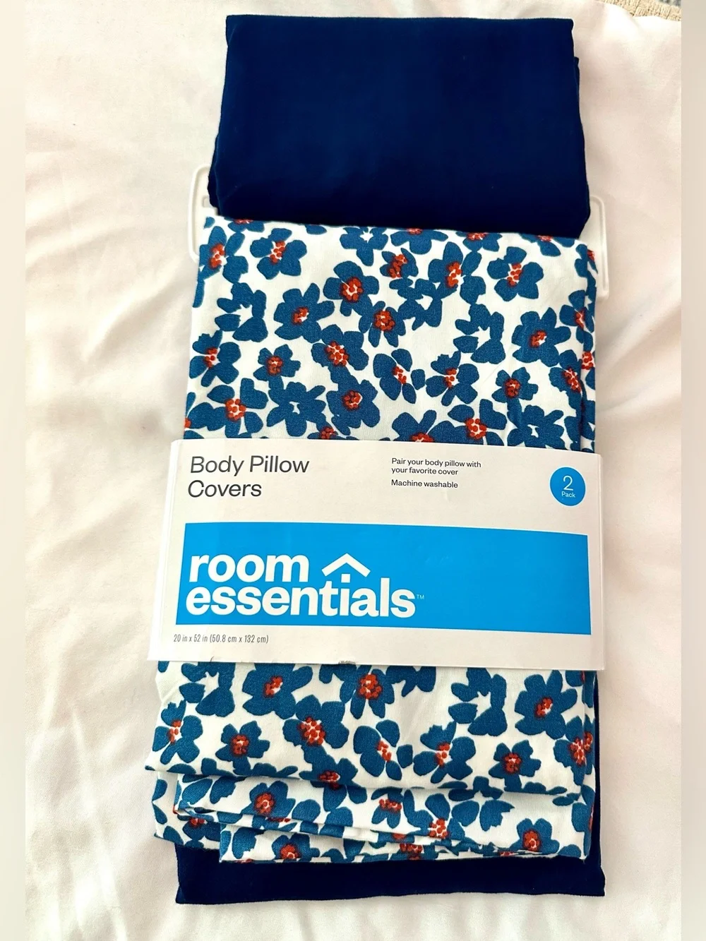 Target Room Essentials Navy and Blue Floral Body Pillow Covers - 2 Pack